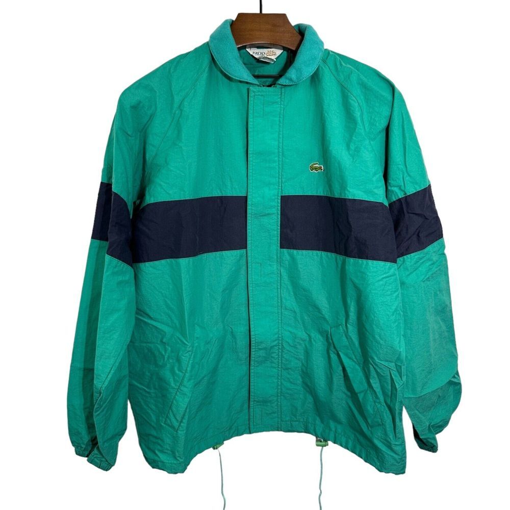 IZOD CLUB Vintage Mens Colorblock Green Blue Windbreaker Jacket 23140 Size Large